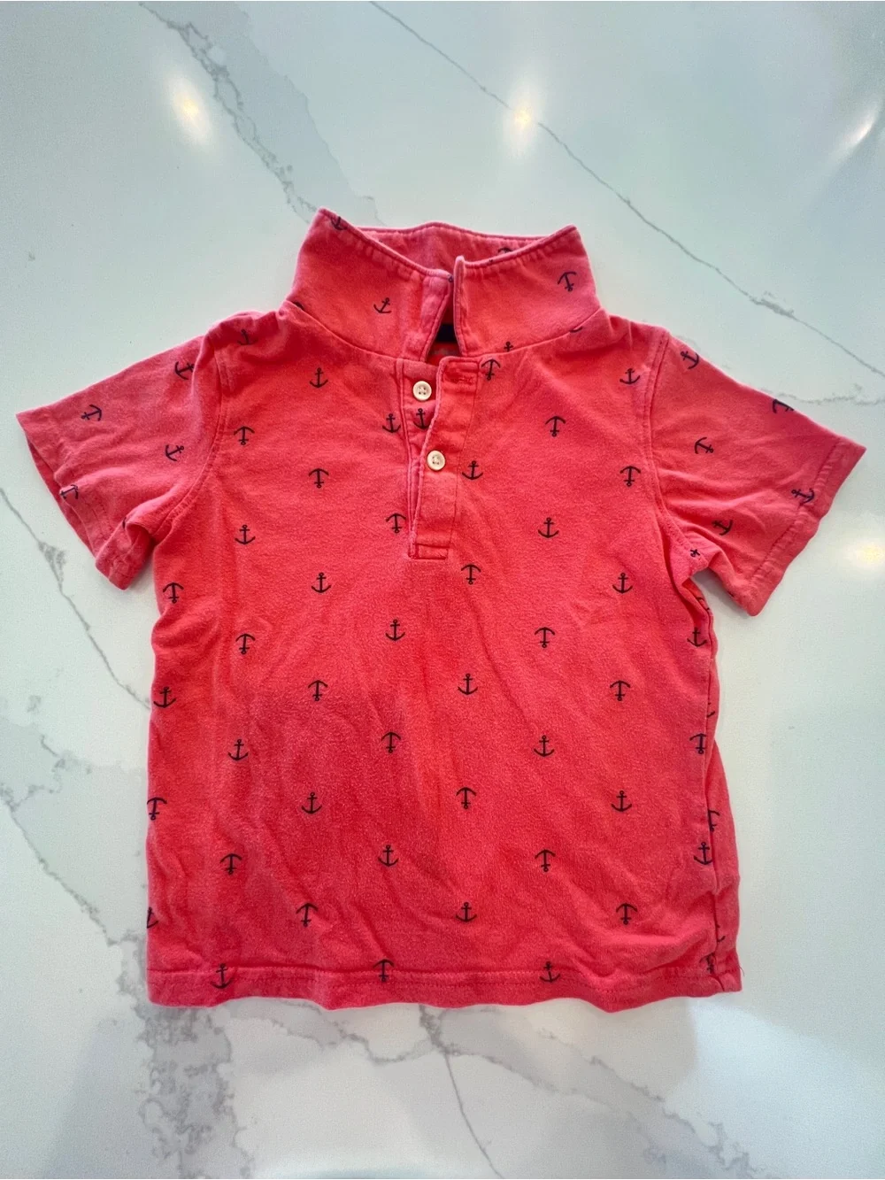 CARTER’S Kids Toddler Coral Anchor‎ Polo Shirt 3T